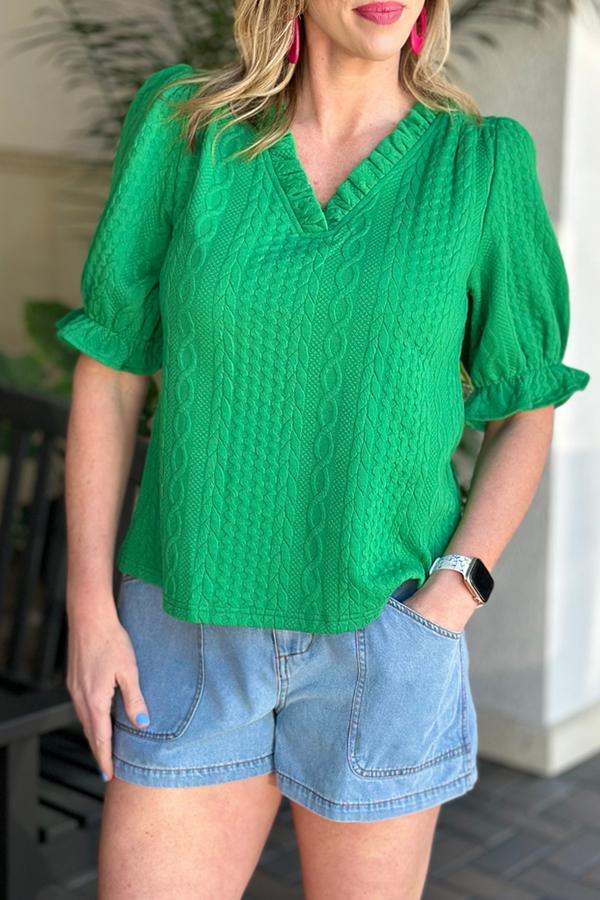 Plain Casual T-shirt Green