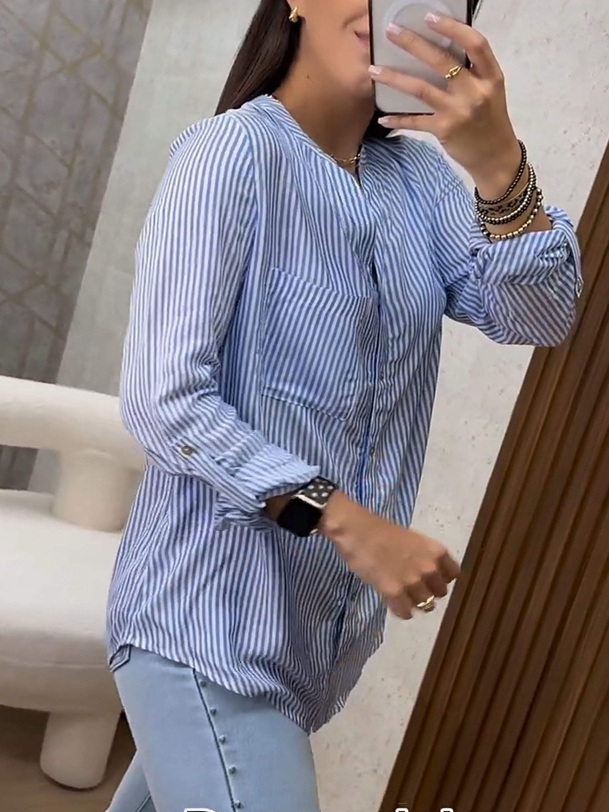 Women's Striped V-neck Shirt