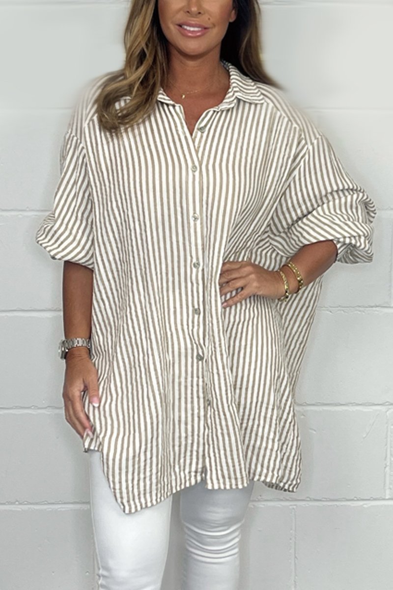 Casual striped shirt Beige