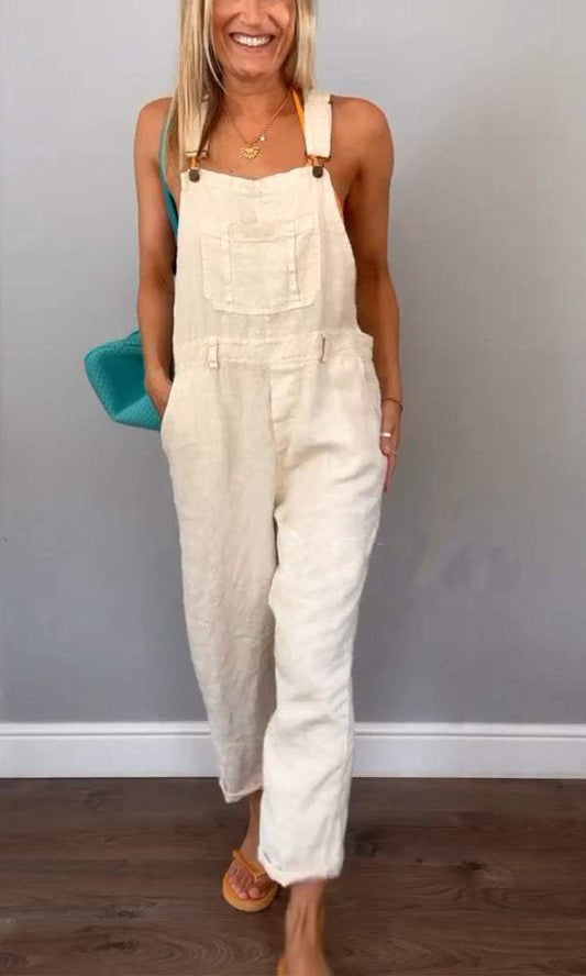 Solid Spaghetti Wide Leg Jumpsuit White