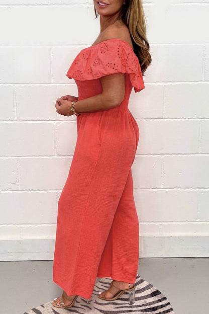 Solid color lace jumpsuit