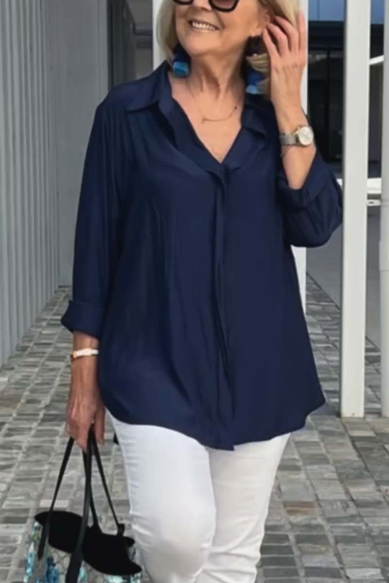 Women's Casual Silk Shirt Dark Blue