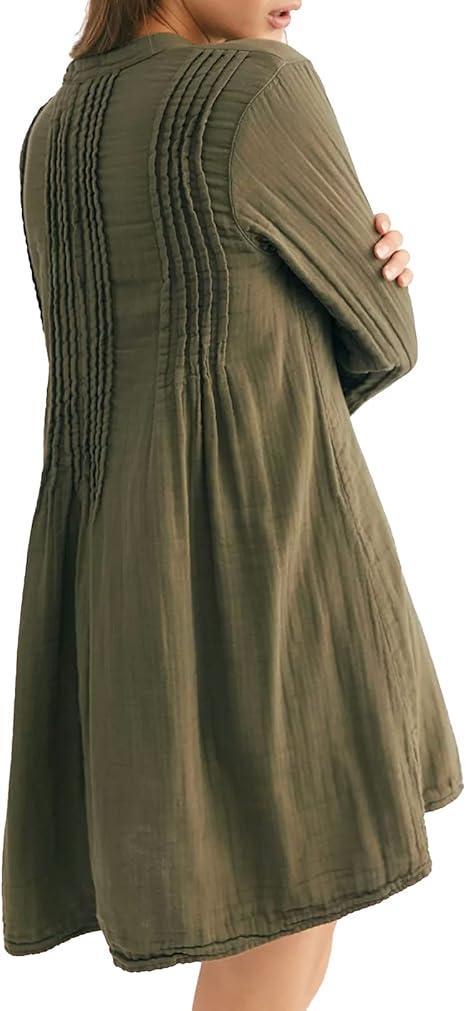 Women's V-neck Long-sleeved Casual Dress