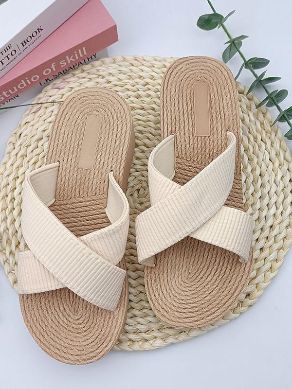 Fashionable and simple thick-soled wedge sandals Beige