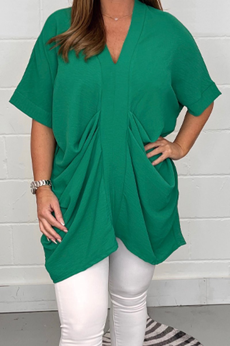 Women's V Neck Draped Top