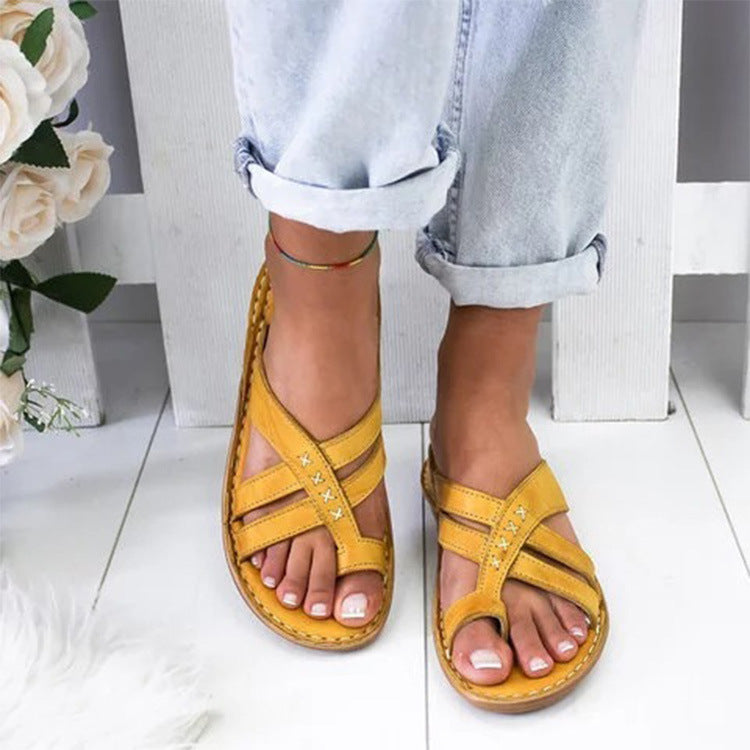 Women's Casual Wedge Slip-On Sandals Yellow