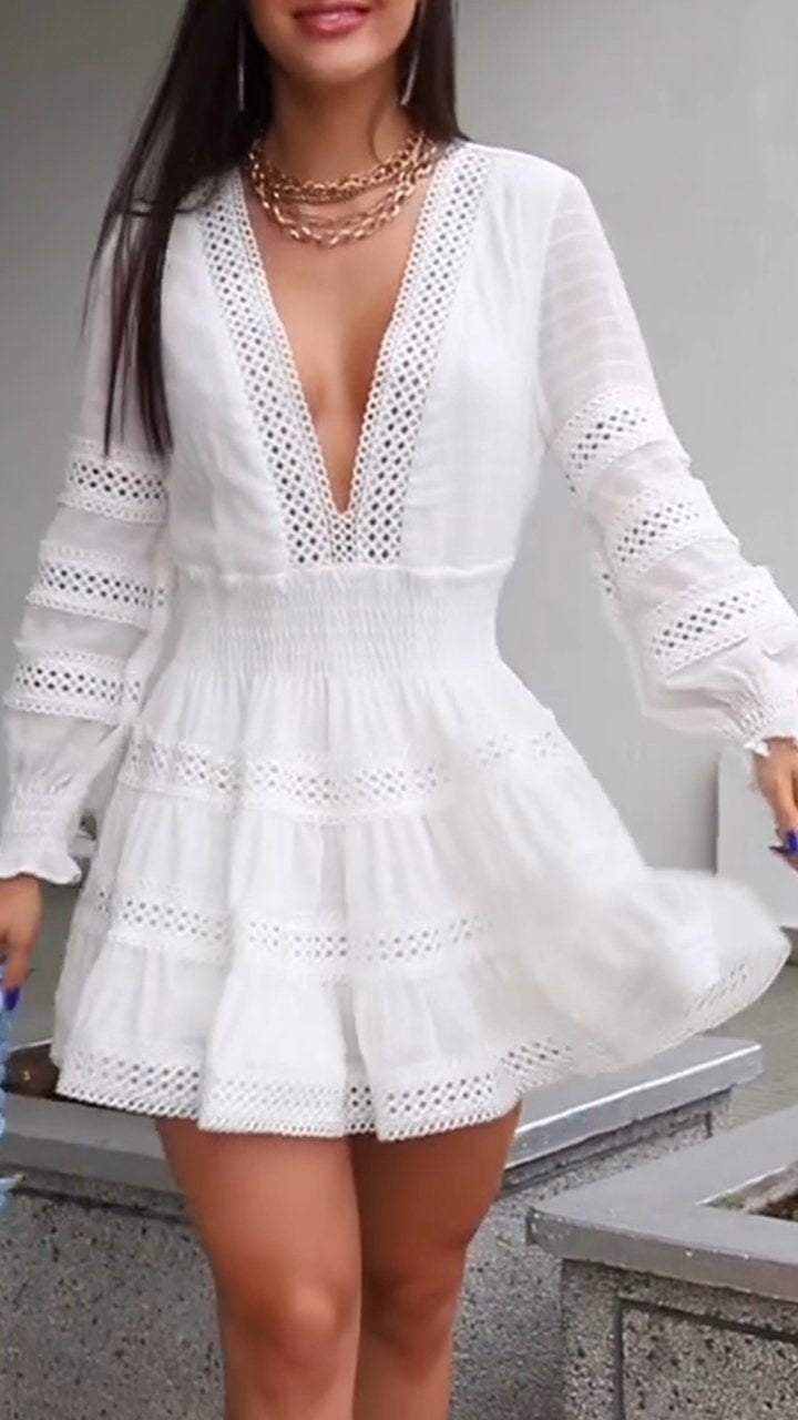 V-neck Cutout Airy Dress