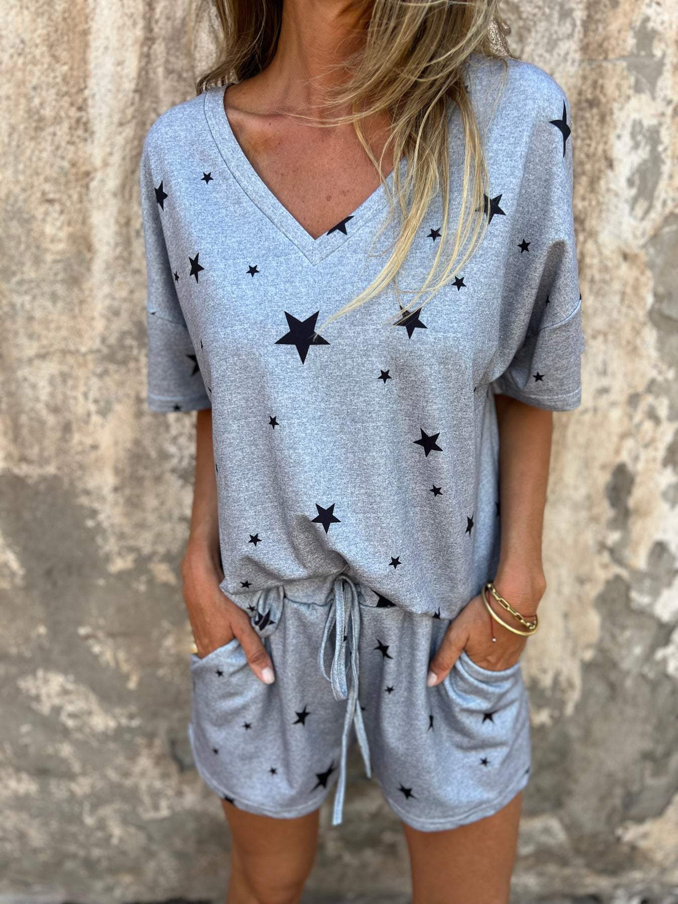 Comfortable Star Print Set gray