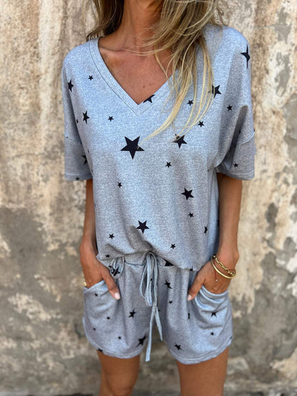 Comfortable Star Print Set gray