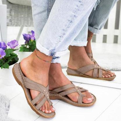 Casual Slope Heel Over Toe Sandals grey