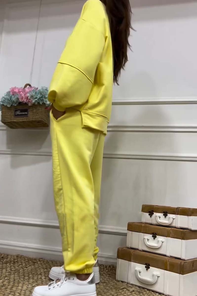 Women's casual sports solid color sweatshirt suit