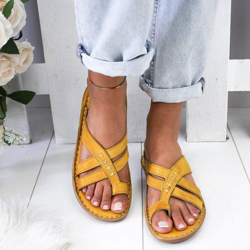 Casual Slope Heel Over Toe Sandals yellow