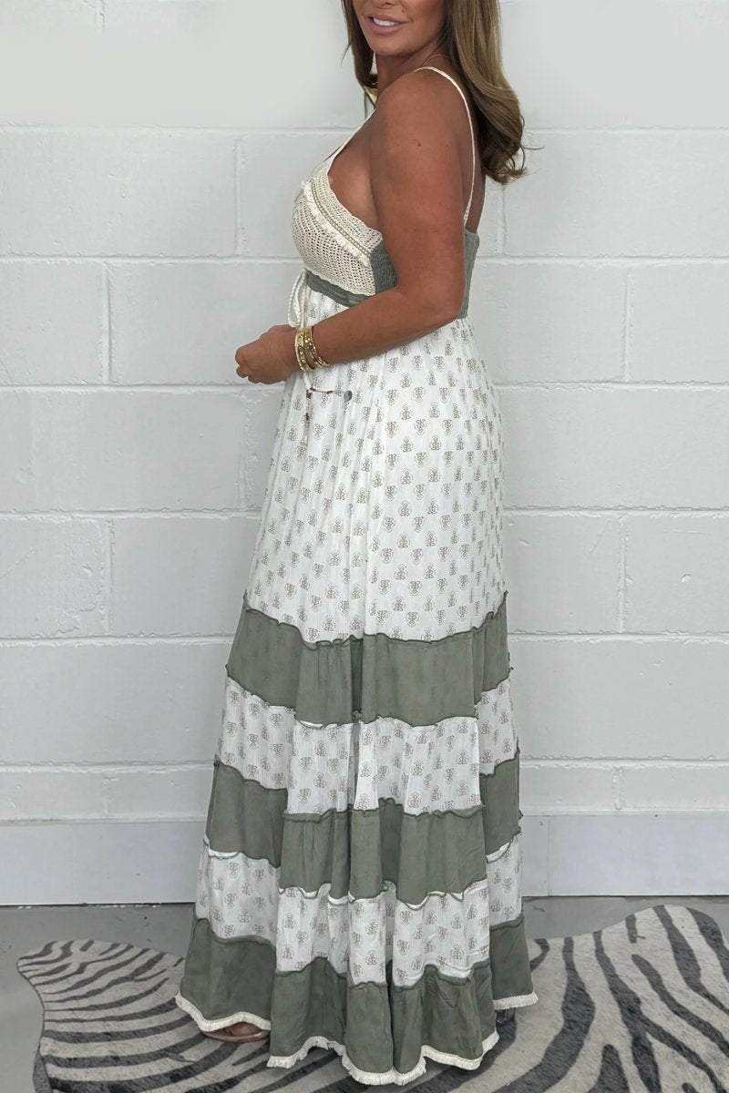 Women's Crochet Top Spaghetti Strap Maxi Dress