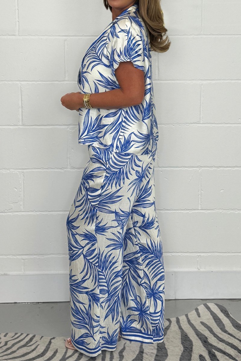 Women's Palm Printed Shirt & Trouser Co-Ord