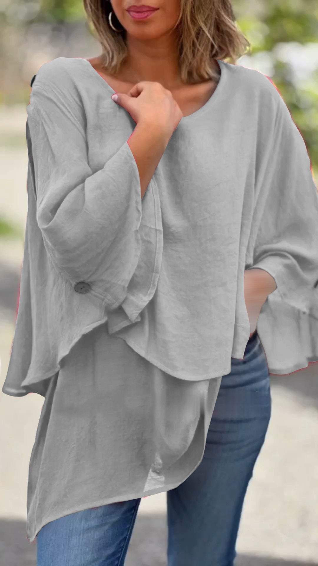 Chiffon Irregular Top Gray