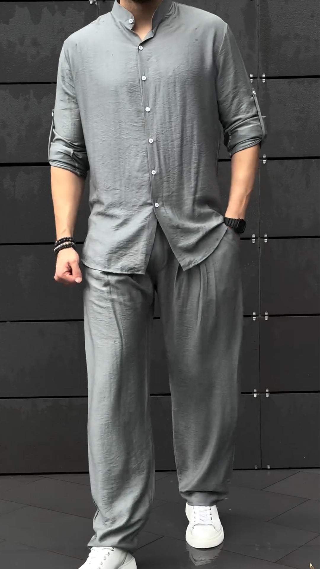 Men's Lapel Mid Sleeved Casual Suit