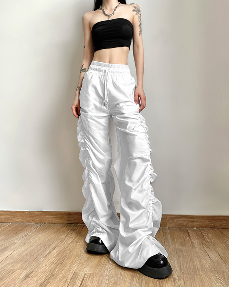 High Waist Pleated Loose Trousers