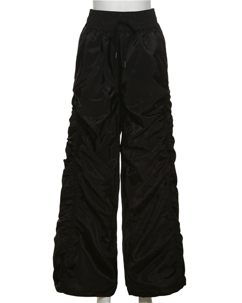 High Waist Pleated Loose Trousers