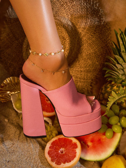 Platform Chunky Heeled Mules