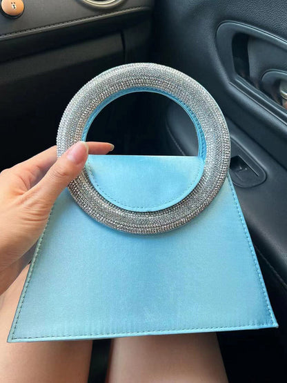 Rhinestone Handle Satin Clutch