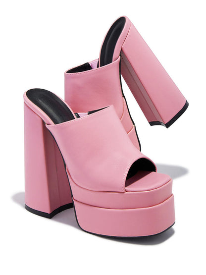Platform Chunky Heeled Mules