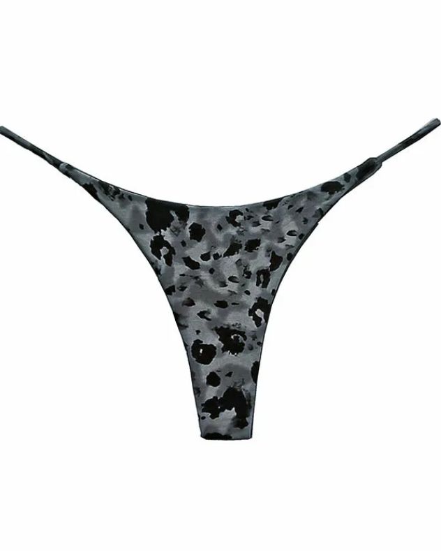 Female Leopard Print T-back Thong Dim Gray