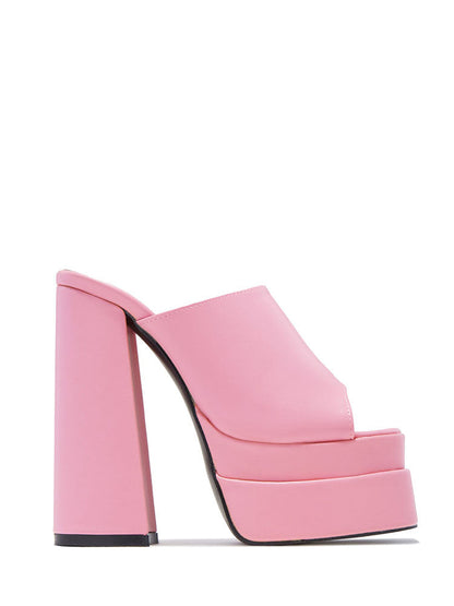 Platform Chunky Heeled Mules