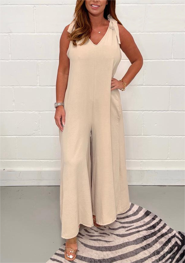 Women's Casual Solid Color Wide Leg Jumpsuit