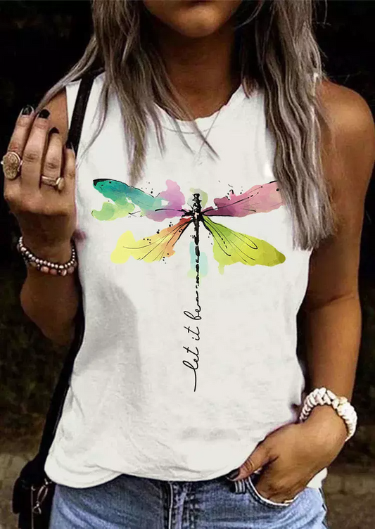 Let It Be Abstract Dragonfly O-Neck Tank