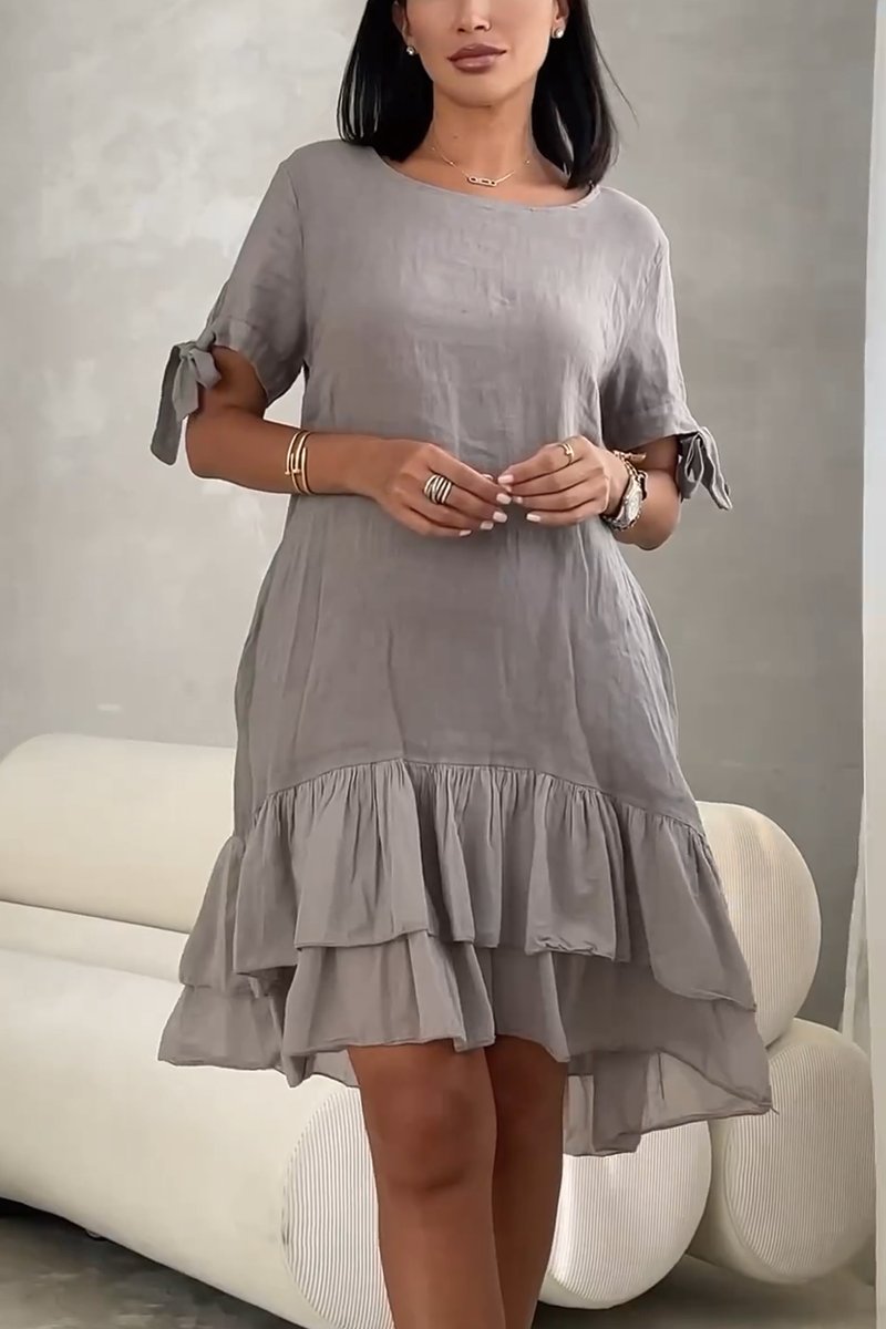 Women's Solid Cotton and Linen Midi Dress