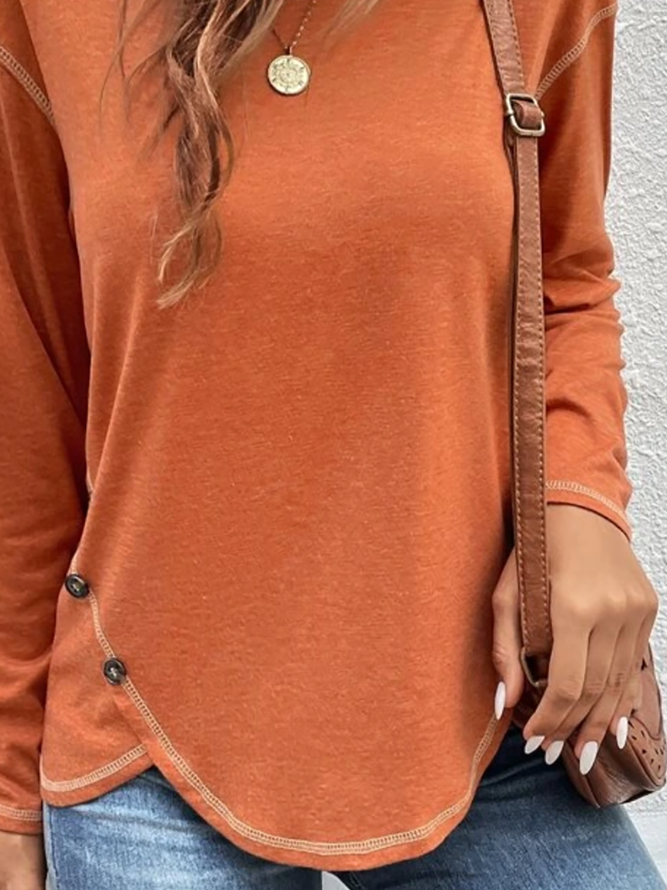 Plain Long Sleeve Casual T-Shirt