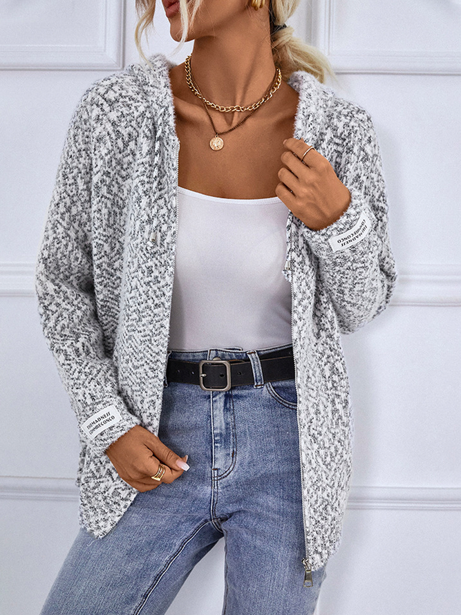 Knitted Hoodie Cardigan Grey