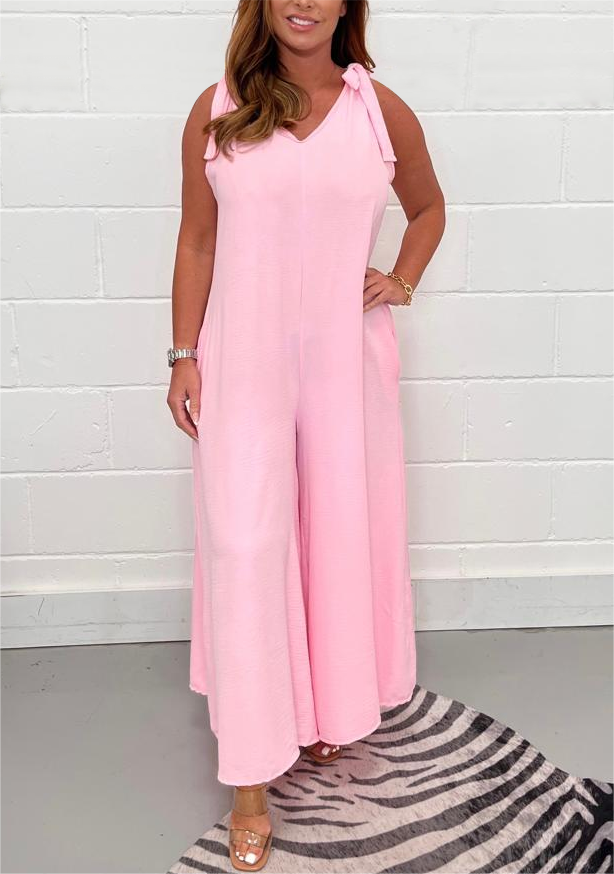 Women's Casual Solid Color Wide Leg Jumpsuit