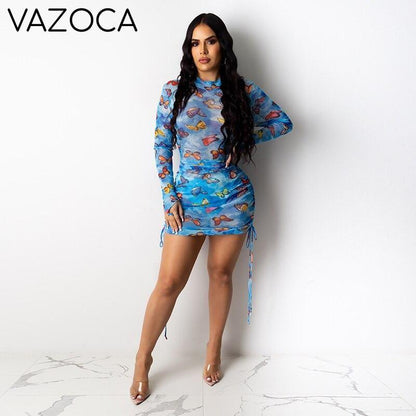 Butterfly Mesh Long Dress