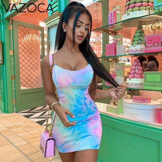 Tie Dye Patchwork Sexy Dress