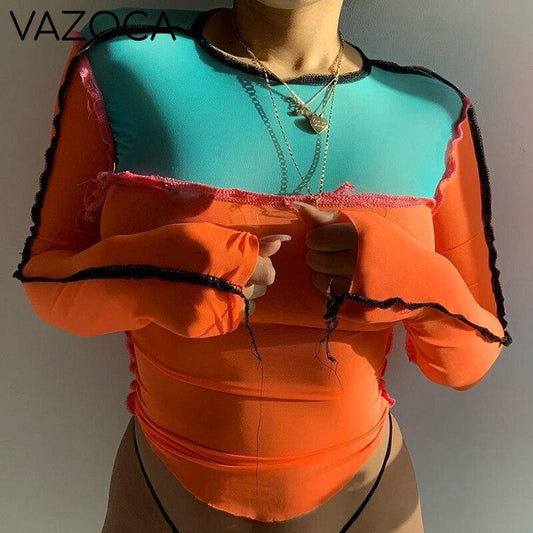 Contrast Patchwork Top