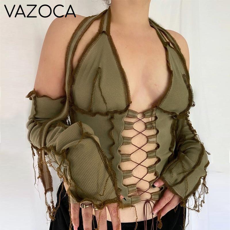 Hollow Crop Top With Gloves