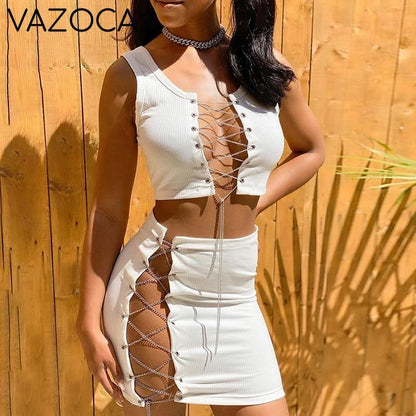 Lace Up Bandage Two Piece Set
