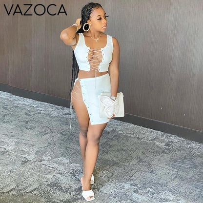 Lace Up Bandage Two Piece Set