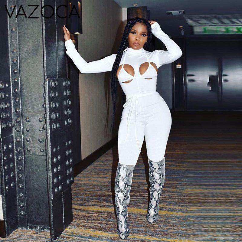 Bold Keyhole Long-Sleeve Jumpsuit