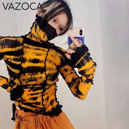Mesh Turtleneck Stylish Top