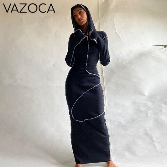 Patchwork Hooded Autumn Dress