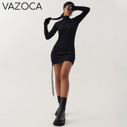 Ribbed Autumn Sexy Mini Dress