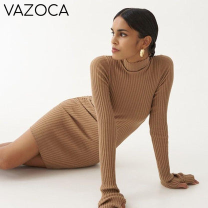 Ribbed Autumn Sexy Mini Dress