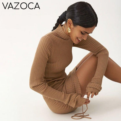 Ribbed Autumn Sexy Mini Dress