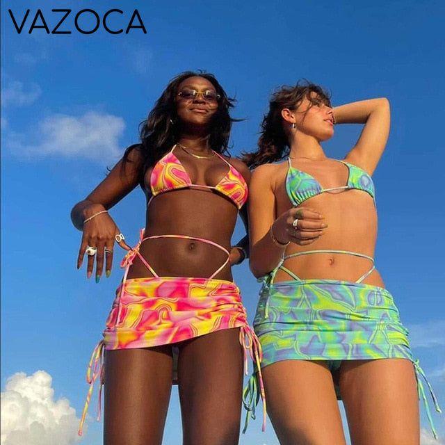 Backless Two Piece Vacation Outfit Yellow