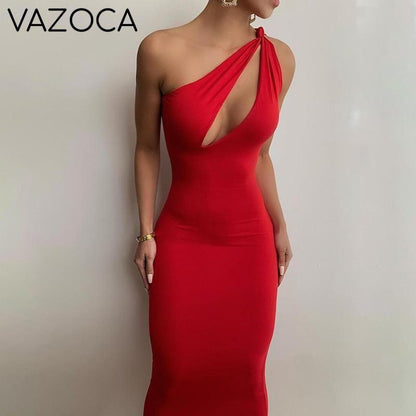 One Shoulder Sexy Midnight Maxi Dress