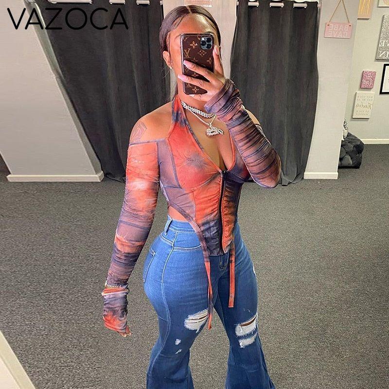 Mesh Cut Out Colorful Top