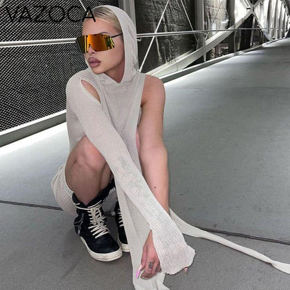 Asymmetric Skinny Hooded Dress