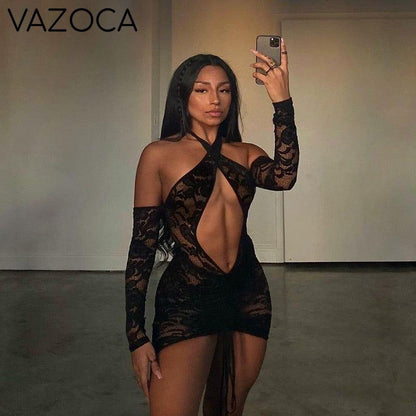 Midnight Lace Mini Dress